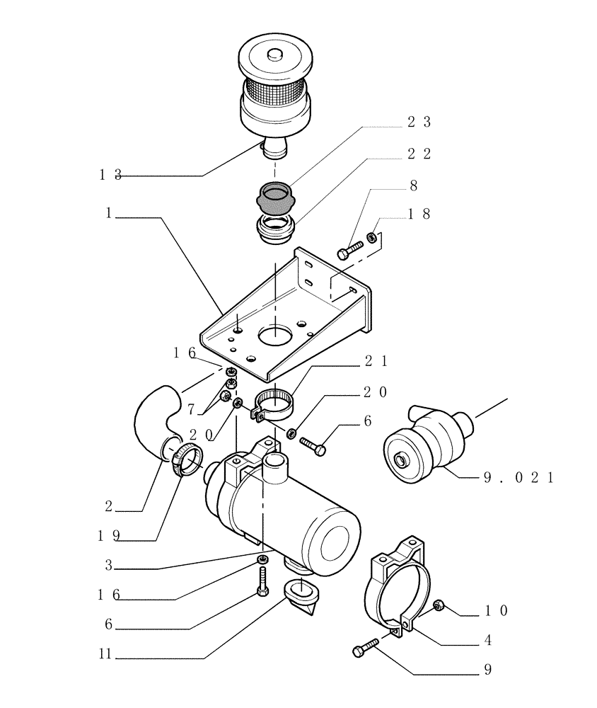 Схема запчастей Case 1850K LT - (0.540[01]) - DRY AIR CLEANER (01) - ENGINE