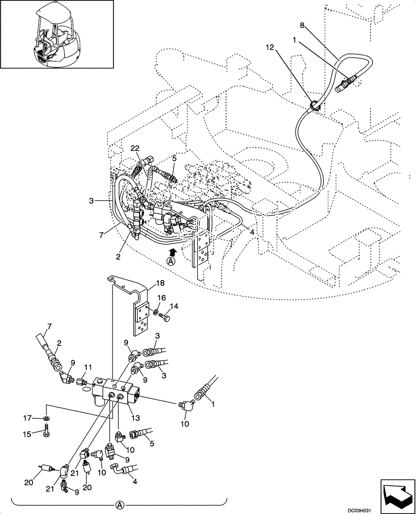 Схема запчастей Case CX25 - (08-14[00]) - HYDRAULIC LINES - VALVE, SOLENOID - SWING (08) - HYDRAULICS