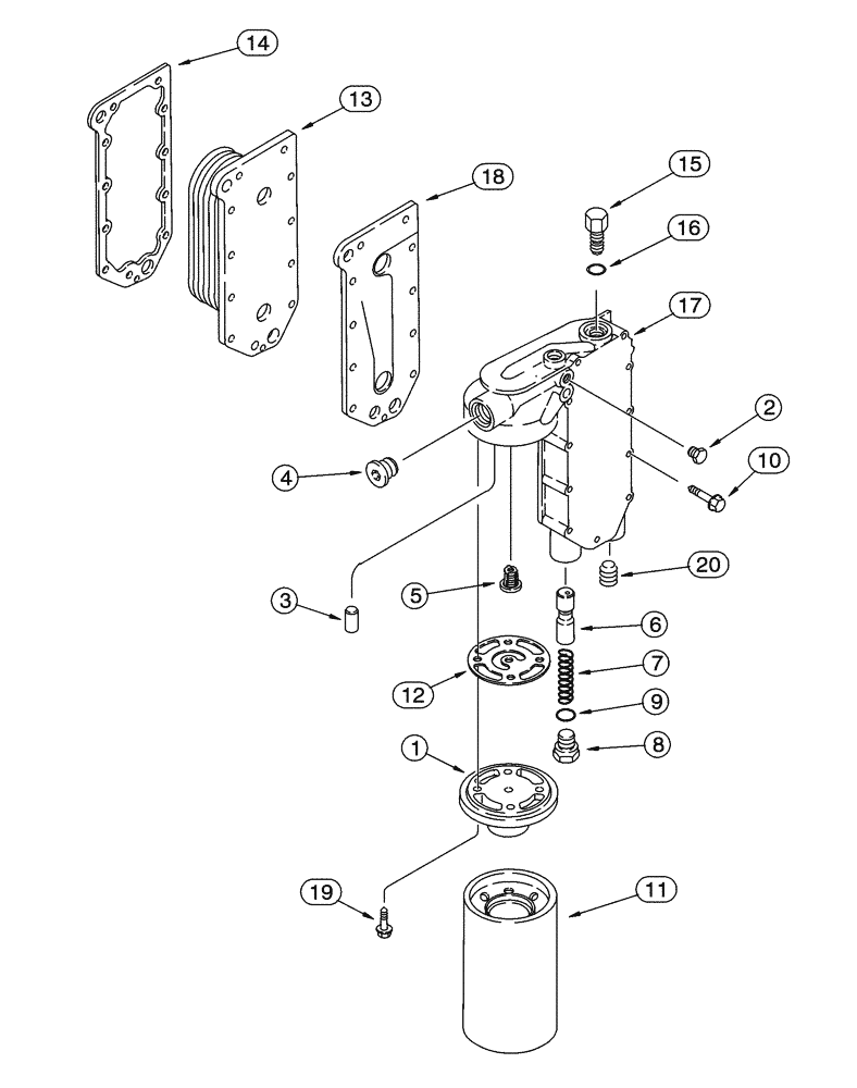 Схема запчастей Case 721C - (02-15) - FILTER AND COOLER - OIL (02) - ENGINE