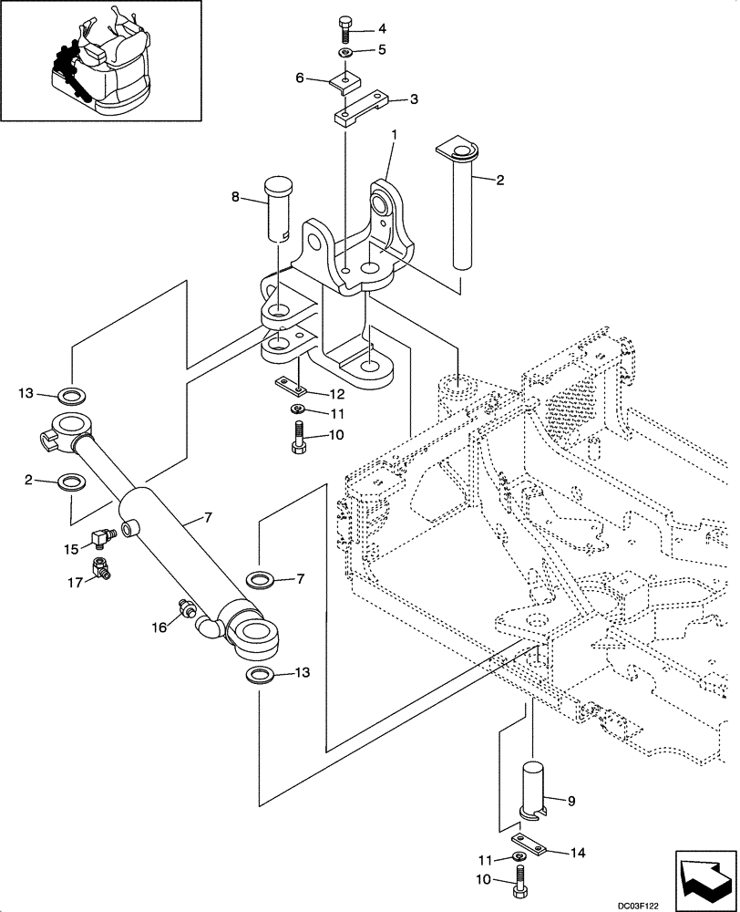 Схема запчастей Case CX14 - (09-05[00]) - BRACKET ASSY - SWING (S/N PE01-00101 - 00626) (09) - CHASSIS/ATTACHMENTS