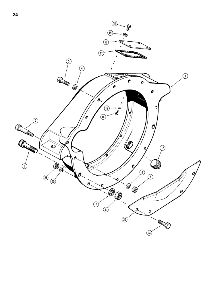 Схема запчастей Case 980B - (024) - FLYWHEEL HOUSING, 504BDT DIESEL ENGINE (01) - ENGINE