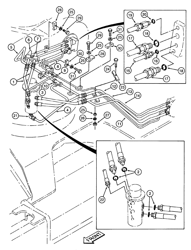 Схема запчастей Case 9040 - (6-16) - TRACK DRIVE HYDRAULIC CIRCUIT, SWIVEL TO TRACK DRIVE MOTOR, TIMBER KING MODELS (06) - POWER TRAIN