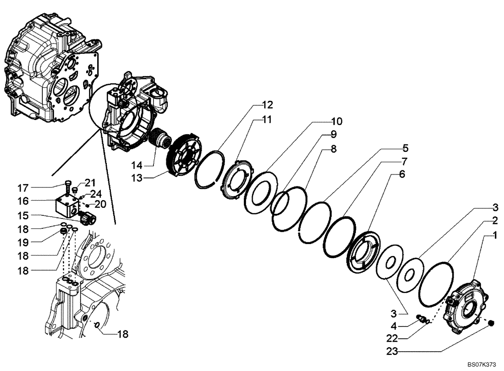 Схема запчастей Case 580M - (07-01) - TRANSMISSION ASSY, 2WD - BRAKE, PARKING (07) - BRAKES