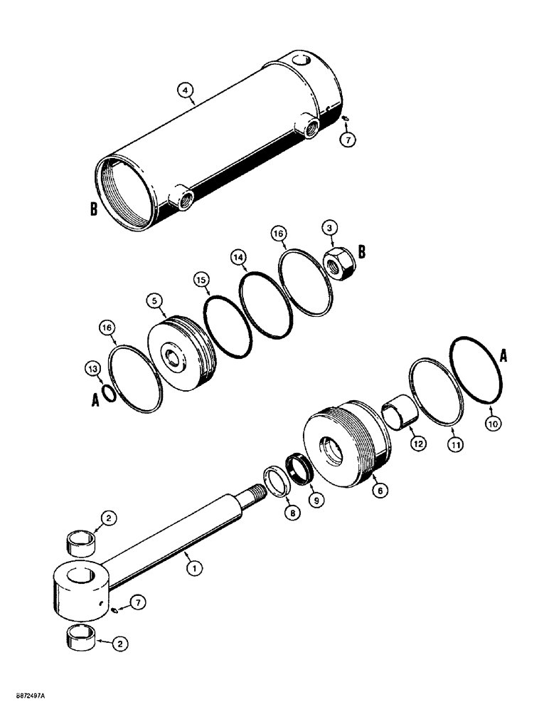 Схема запчастей Case 860 - (8-108) - PLOW SWING CYLINDER ASSEMBLY - H673704 (08) - HYDRAULICS