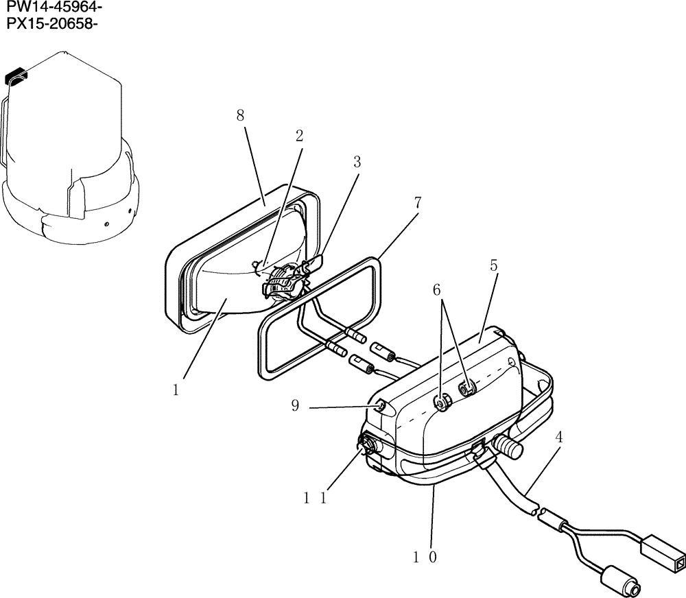 Схема запчастей Case CX31B - (215-17[1]) - LIGHT ASSEMBLY (00) - GENERAL & PICTORIAL INDEX