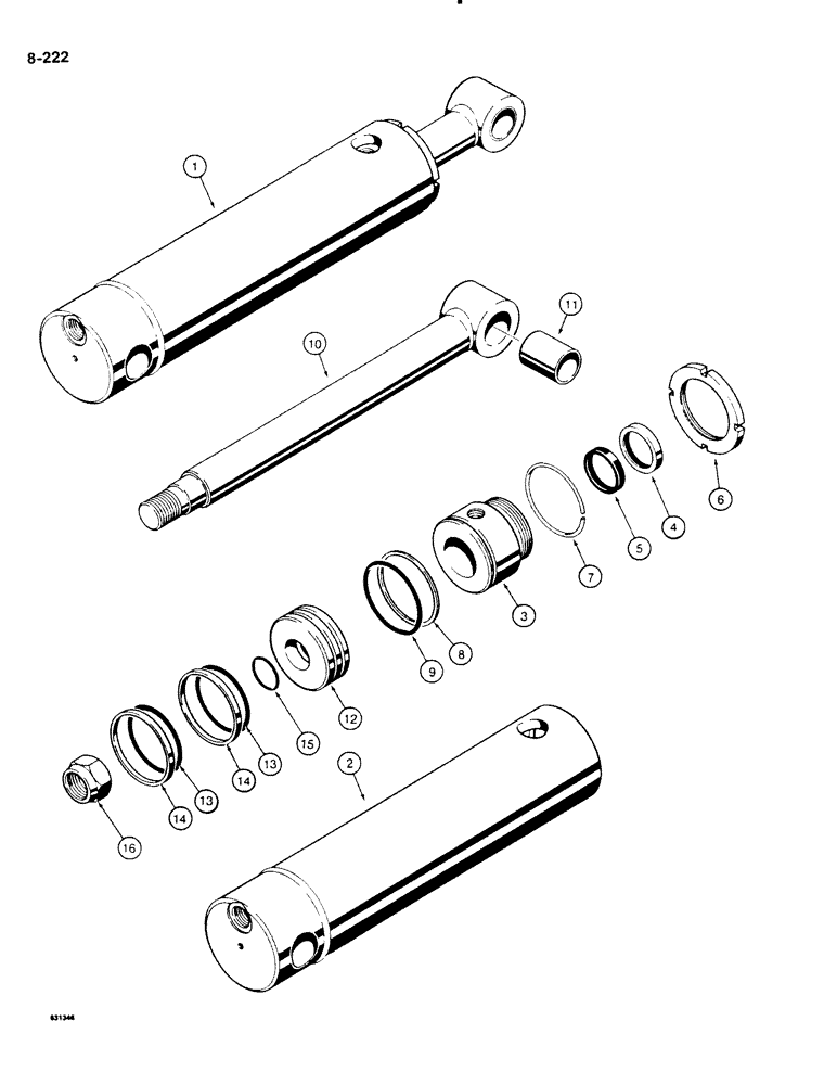 Схема запчастей Case DH4B - (8-222) - TRENCHER BOOM LIFT CYLINDER (08) - HYDRAULICS