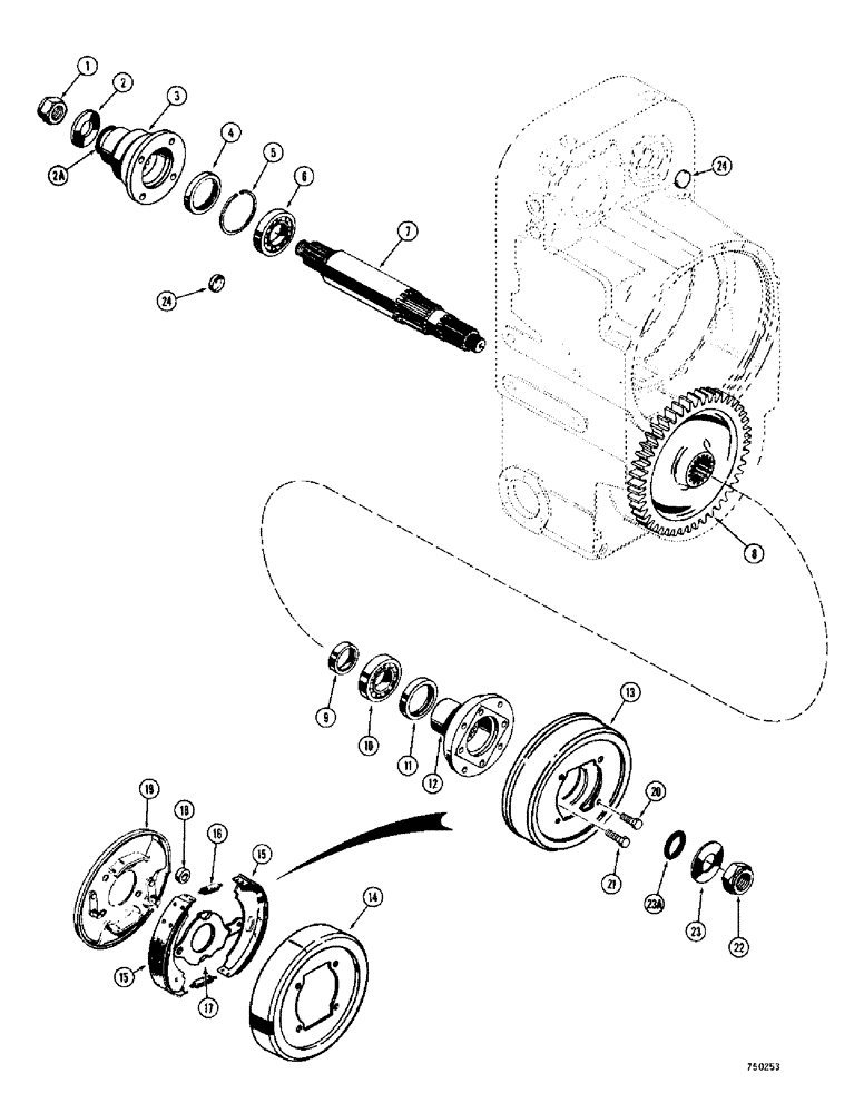 Схема запчастей Case 300C - (114) - POWERSHIFT TRANSMISSION, AXLE OUTPUT SHAFT AND PARKING BRAKE (06) - POWER TRAIN