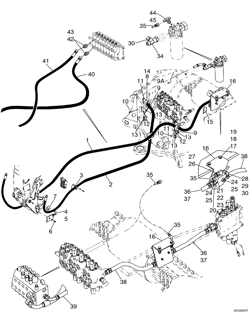 Схема запчастей Case 580M - (08-23) - HYDRAULICS - BACKHOE AUXILIARY (WITHOUT PILOT CONTROLS) (08) - HYDRAULICS