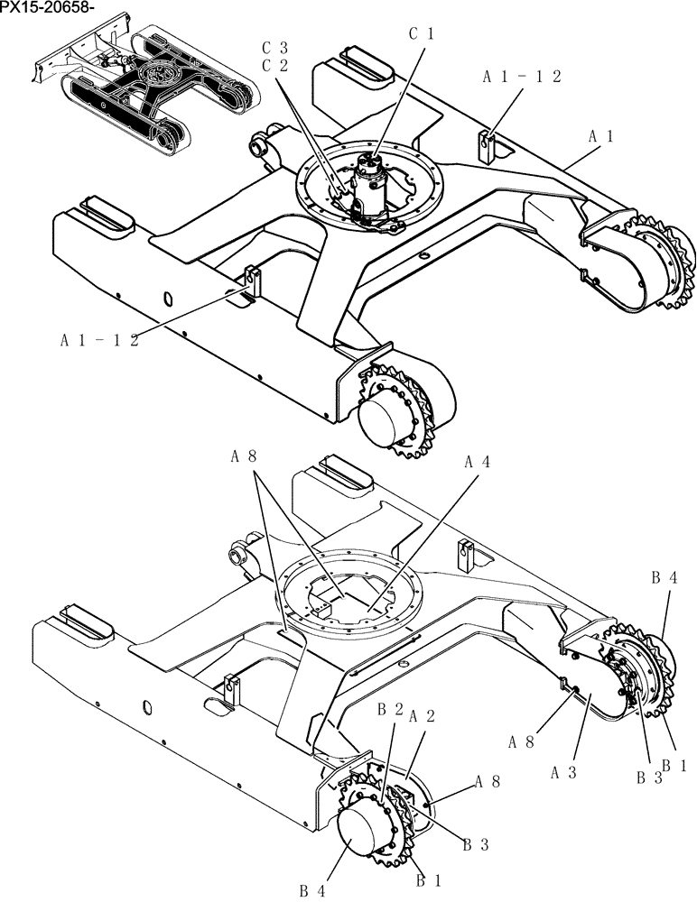 Схема запчастей Case CX36B - (330-01[1Z83]) - LOW GROUP (04) - UNDERCARRIAGE