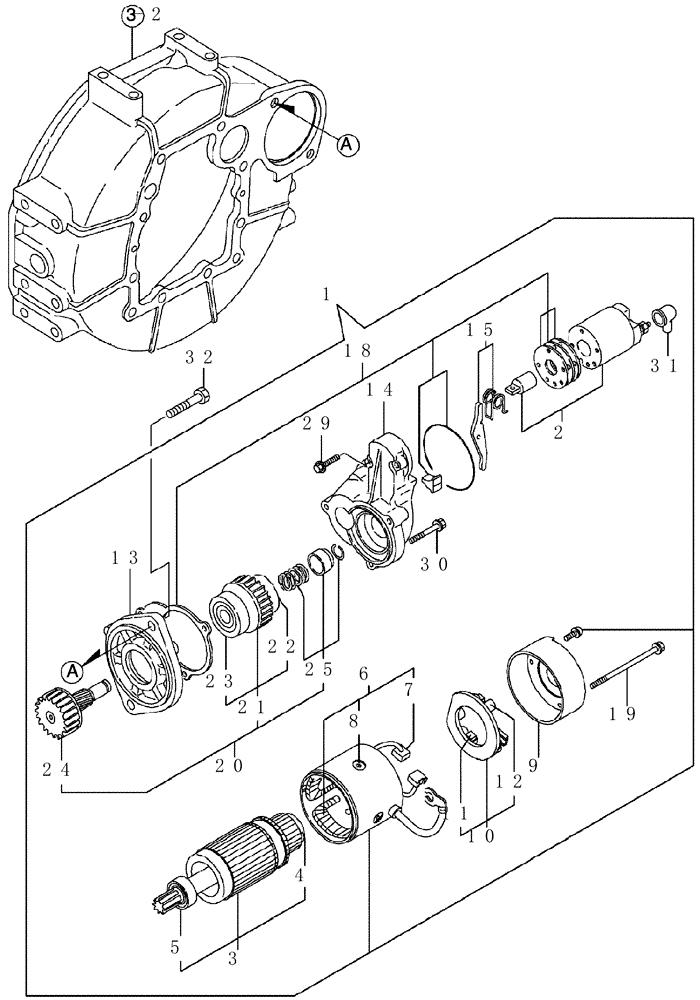 Схема запчастей Case CX50B - (4TNV88-BXYB-32[1]) - STARTING MOTOR (10) - ENGINE