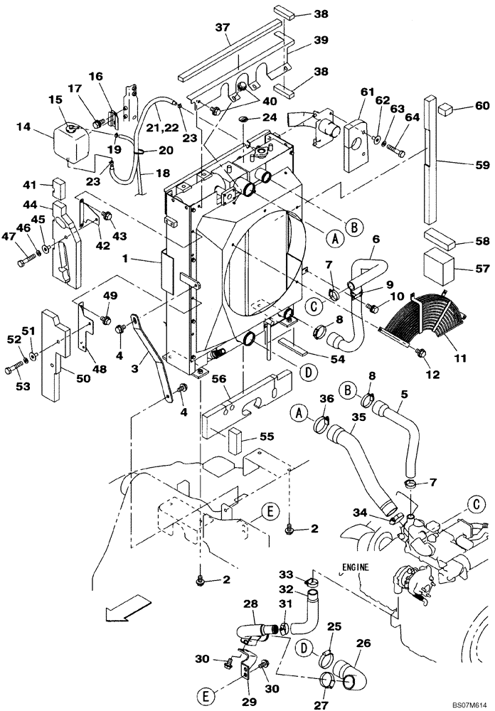 Схема запчастей Case CX75SR - (02-04) - RADIATOR AND CONNECTIONS (02) - ENGINE