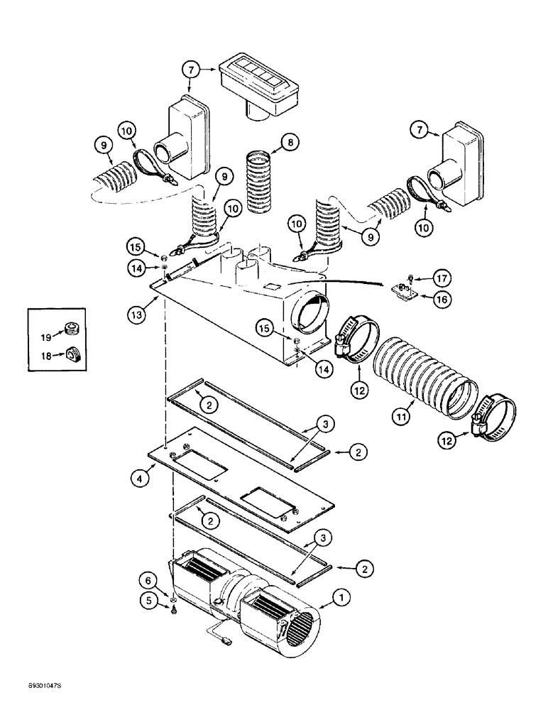 Схема запчастей Case 621B - (9-074) - HEATING AND AIR CONDITIONING PLENUM (09) - CHASSIS/ATTACHMENTS