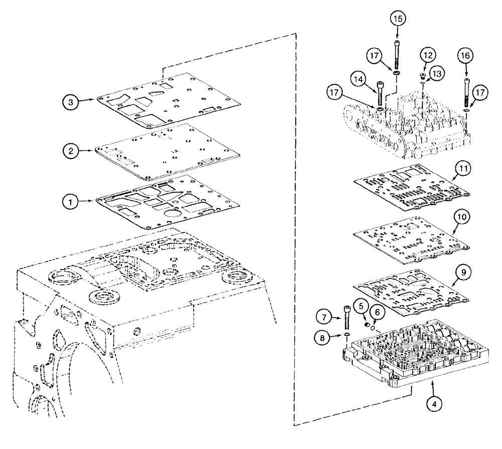 Схема запчастей Case 921B - (6-032) - TRANSMISSION ASSEMBLY - VALVE PLATES (06) - POWER TRAIN