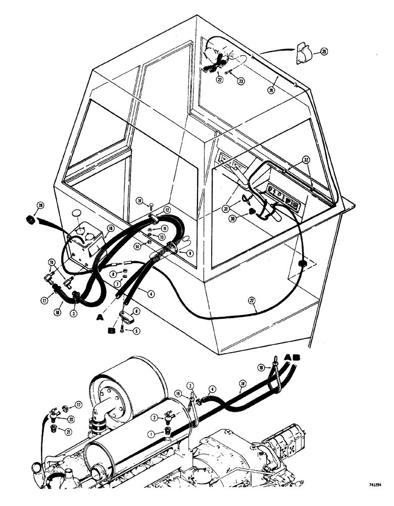 Схема запчастей Case W20 - (247A) - CAB HEATER AND DEFROSTER TRACTOR S.N. 9115403 AND AFTER (09) - CHASSIS