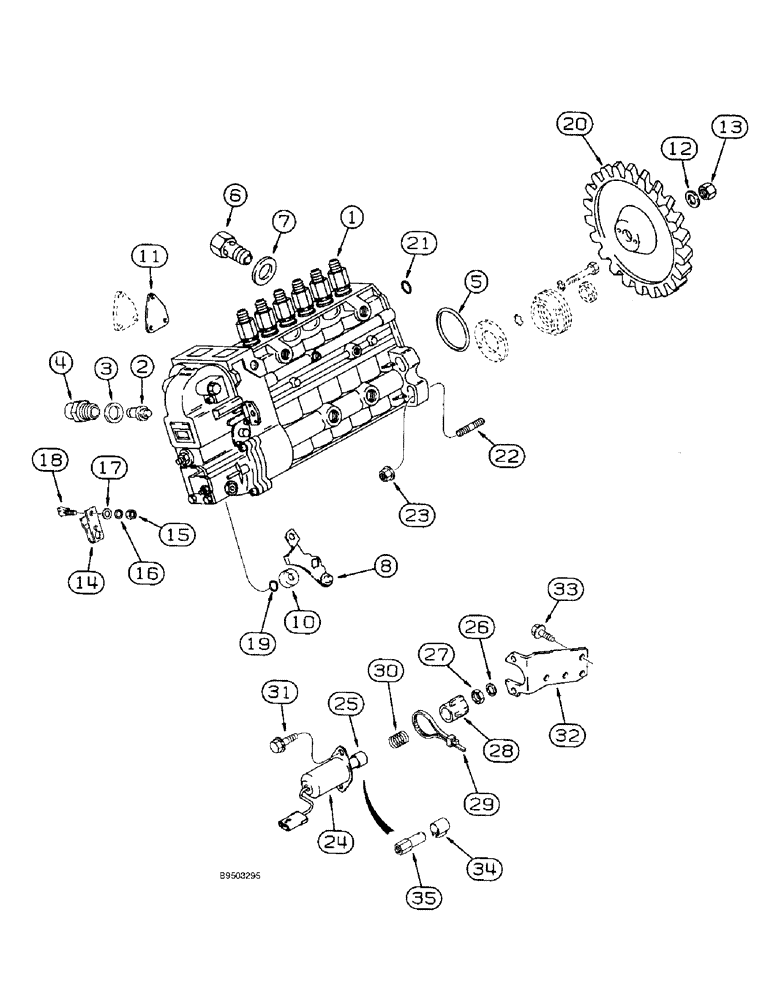 Схема запчастей Case 821B - (3-13A) - FUEL INJECTION PUMP AND DRIVE, 6T-830 ENGINE, PRIOR TO P.I.N. JEE0050601, W/S.N. 44866361 AND AFTER (03) - FUEL SYSTEM