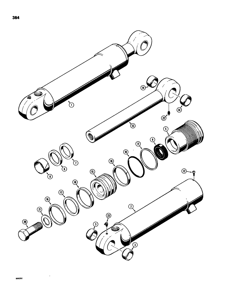 Схема запчастей Case 580C - (384) - G101190 AND G101191 LOADER CLAM CYLINDERS, WITH ONE PIECE PISTON (08) - HYDRAULICS