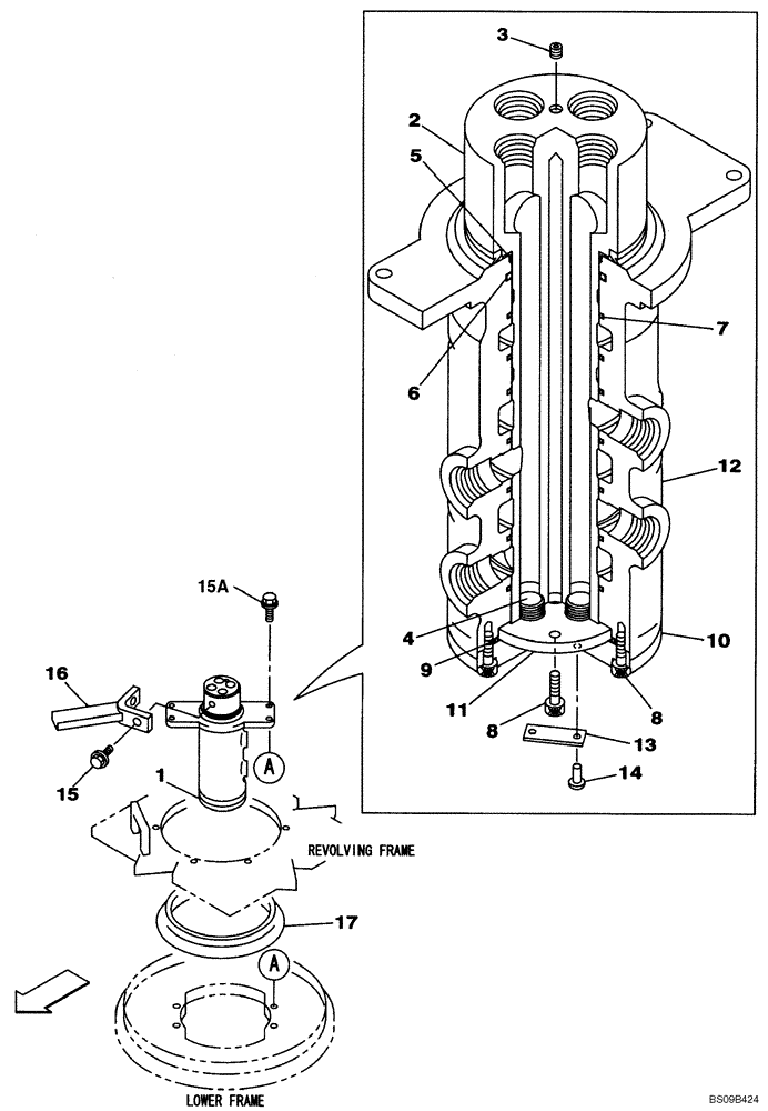 Схема запчастей Case CX130B - (08-54) - HYDRAULICS - JOINT, SWIVEL CENTER (08) - HYDRAULICS