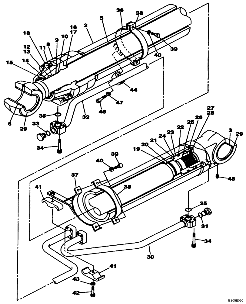 Схема запчастей Case CX460 - (08-95C) - CYLINDER ASSY, BOOM, LEFT HAND - MODELS WITHOUT LOAD HOLD (08) - HYDRAULICS