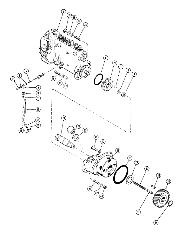 Схема запчастей Case W10C - (030) - FUEL INJECTION PUMP AND DRIVE, (401) DIESEL ENGINE (03) - FUEL SYSTEM