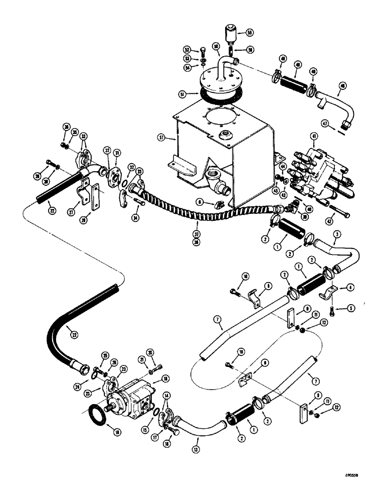 Схема запчастей Case W9C - (210) - LOADER HYDRAULICS, PUMP SUCTION AND PRESSURE LINE HYDRAULICS (08) - HYDRAULICS