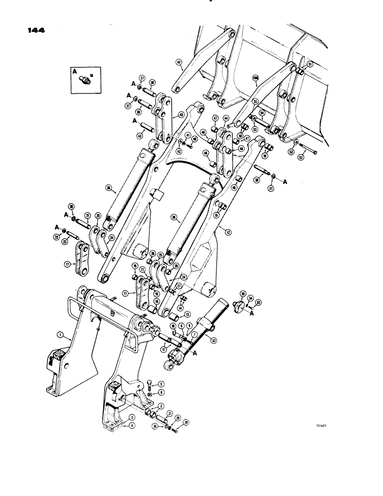 Схема запчастей Case 1150 - (144) - LOADER-MECHANICAL, USED ON TRACTOR SERIAL NO. 7300094 & AFTER (05) - UPPERSTRUCTURE CHASSIS