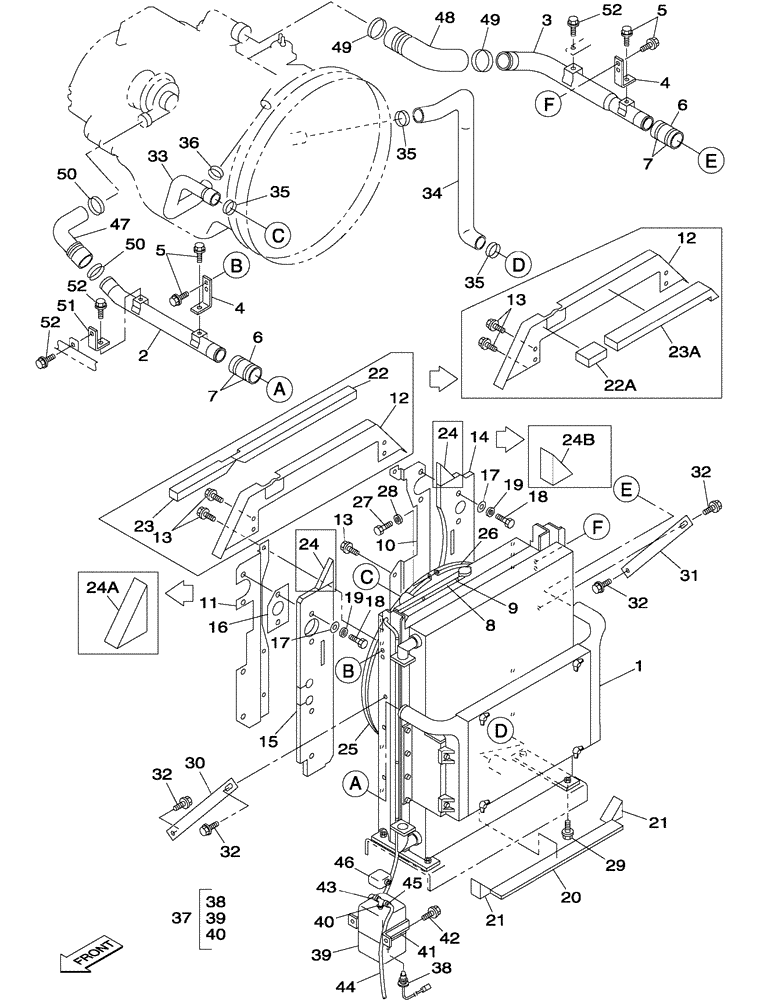 Схема запчастей Case CX350 - (02-011-00[01]) - WATER CIRCUIT - RADIATOR (03) - FUEL SYSTEM