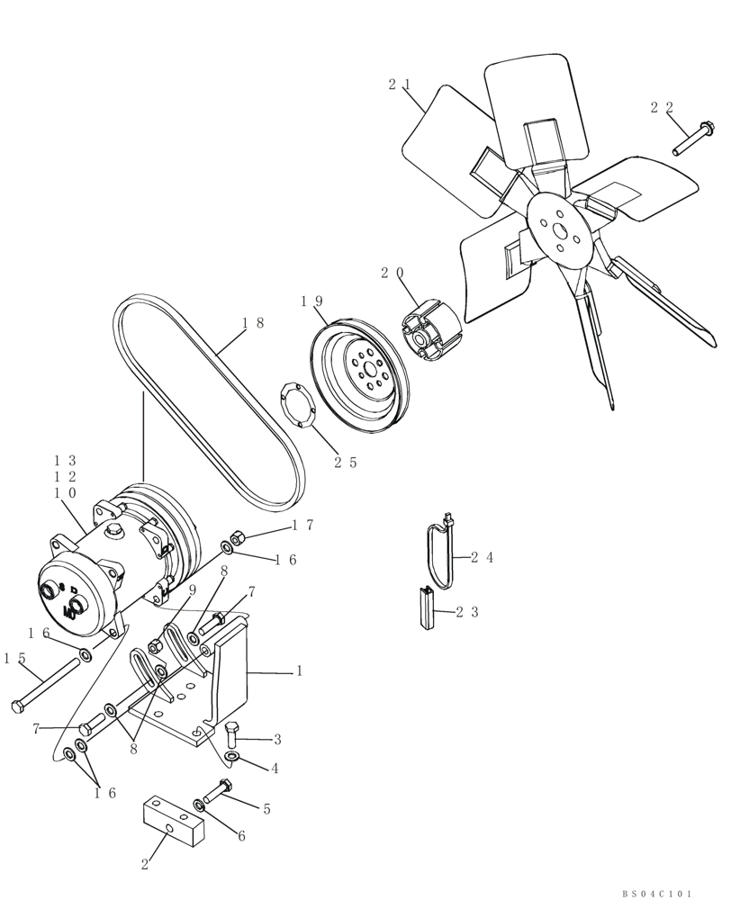 Схема запчастей Case 850K - (09-42) - CAB - AIR CONDITIONING COMPRESSOR (09) - CHASSIS/ATTACHMENTS