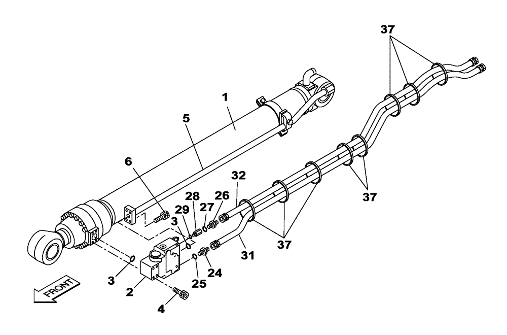 Схема запчастей Case CX210C LR - (35.737.04) - HYDRAULIC CIRCUIT - DIPPER CYLINDER - MONOBLOCK BOOM - 8.70 M - CX210C LR (35) - HYDRAULIC SYSTEMS