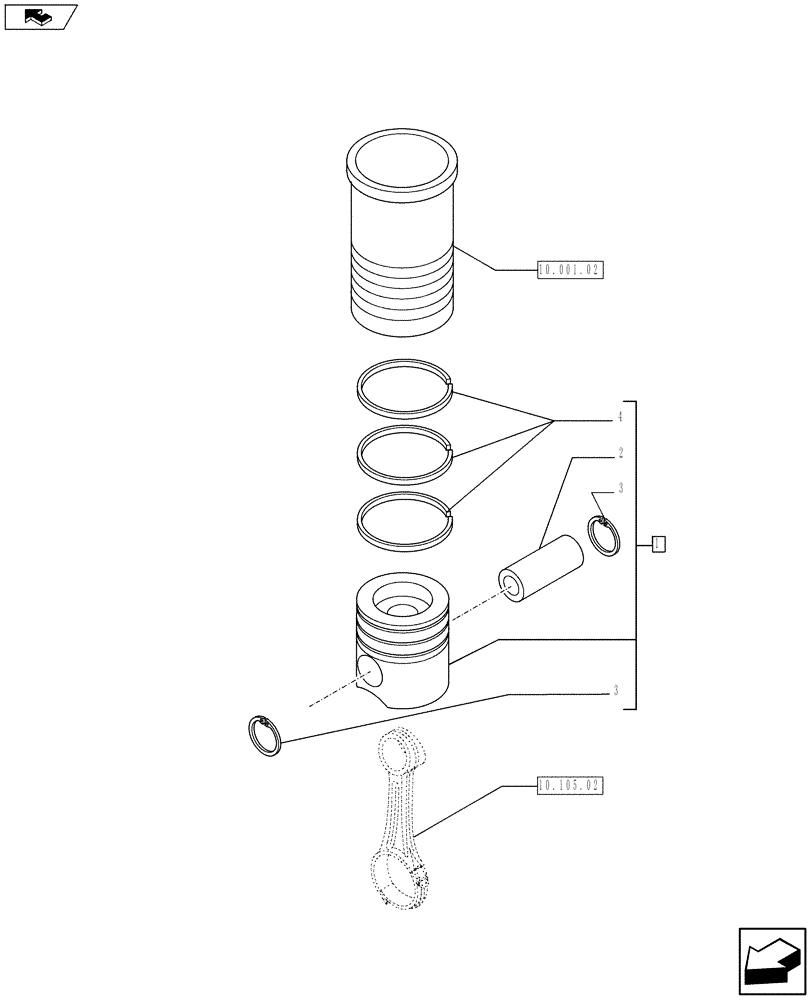 Схема запчастей Case F4HFE613R A003 - (10.105.01) - SHORT BLOCK - PISTON - ENGINE (5801371818 - 504336352) ENGINE COMPONENTS