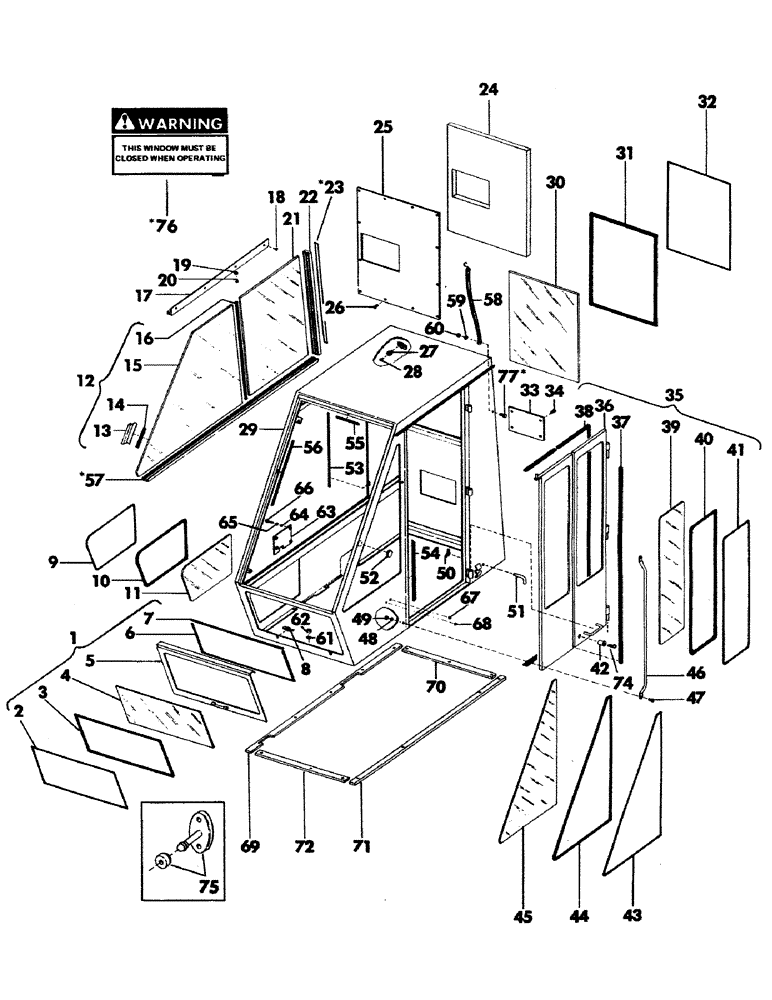 Схема запчастей Case 35YC - (034) - STANDARD CAB AND ATTACHING PARTS (05) - UPPERSTRUCTURE CHASSIS