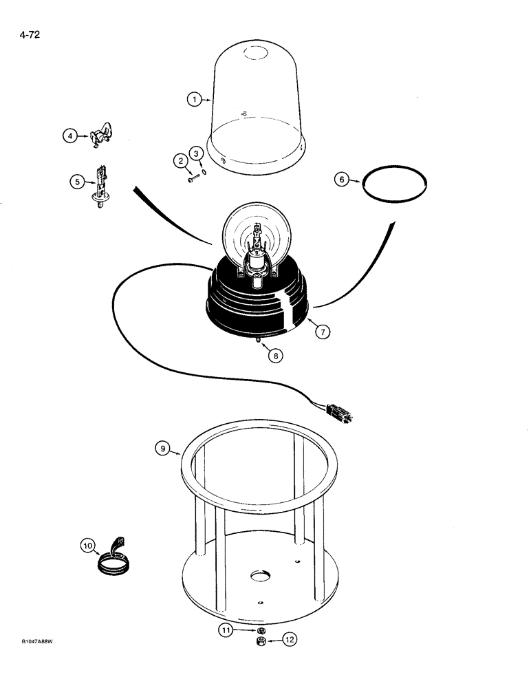 Схема запчастей Case 721 - (4-72) - ROTATING BEACON ASSEMBLY AND MOUNTING (04) - ELECTRICAL SYSTEMS