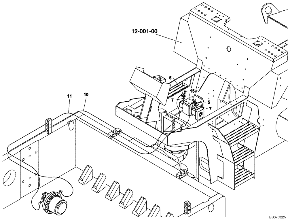 Схема запчастей Case SV210 - (10-003-01[02]) - HYDRAULIC LINES - FRONT DRUM DRIVE, STANDARD DRUM DRIVE (GROUP 310) (ND109730) (08) - HYDRAULICS