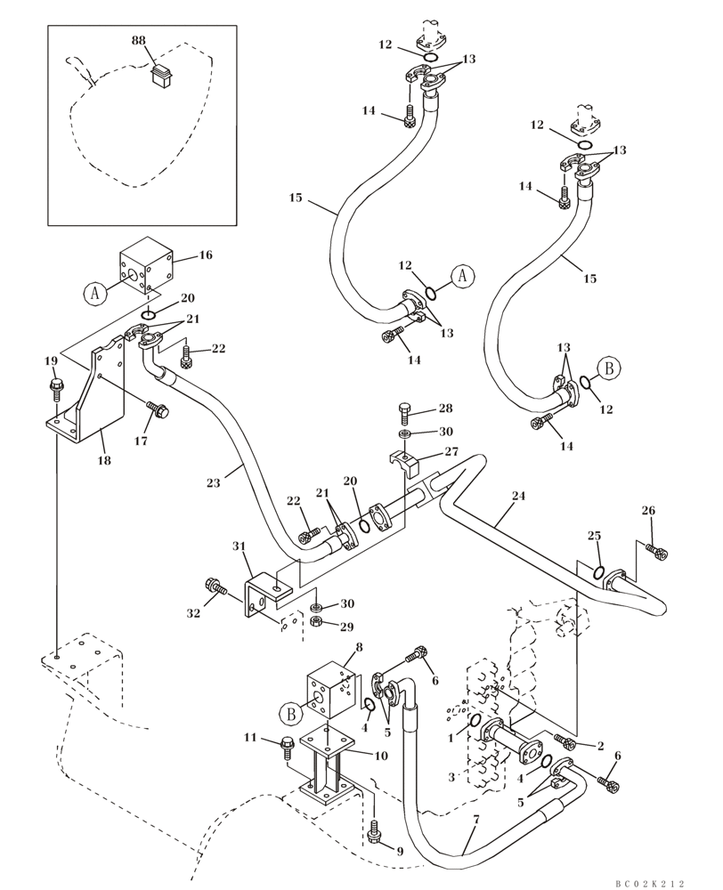 Схема запчастей Case CX460 - (08-48) - HYDRAULICS, AUXILIARY - DOUBLE ACTING CIRCUIT, TRIGGER ACTIVATED (08) - HYDRAULICS