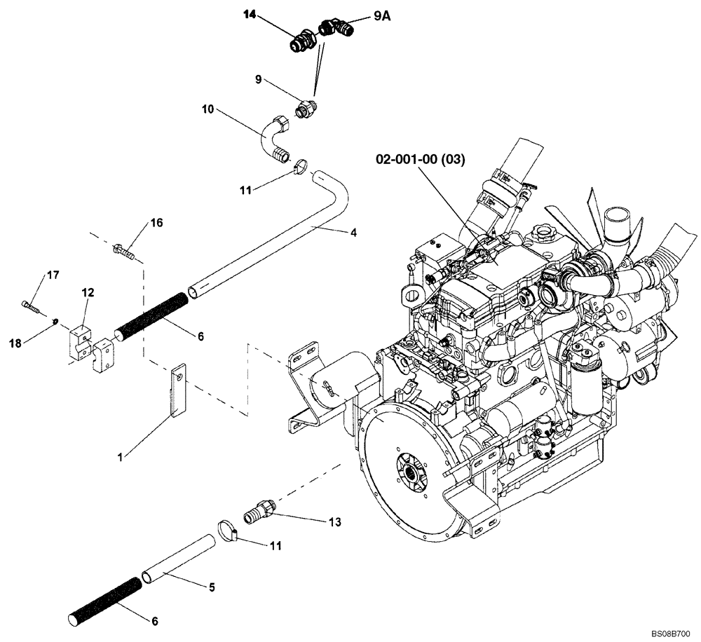 Схема запчастей Case SV216 - (50.100.02) - HEATER CONNECTION, ENGINE (GROUP 606) (ND133171) (50) - CAB CLIMATE CONTROL