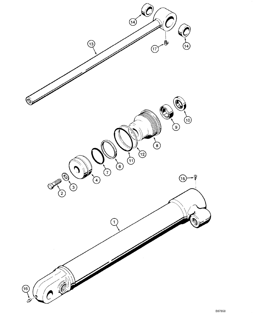 Схема запчастей Case 1840 - (08-27) - CYLINDER ASSY - LOADER BUCKET TILT (08) - HYDRAULICS