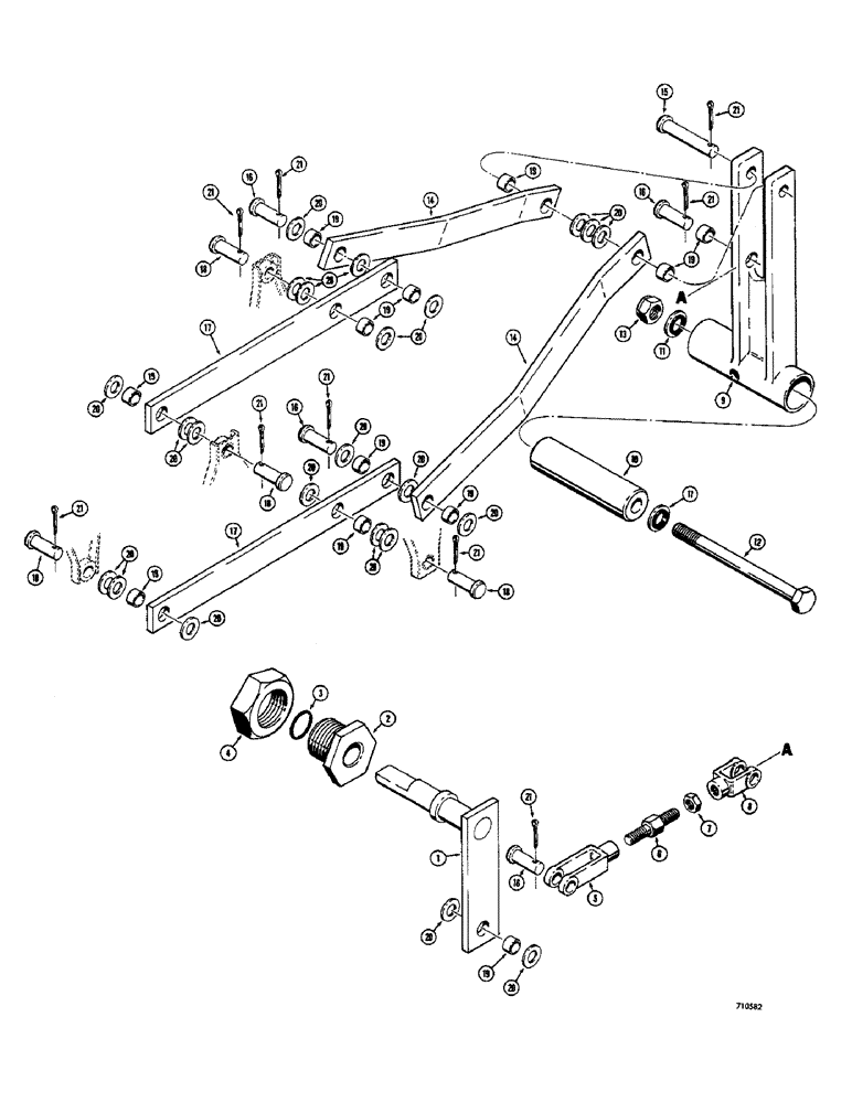 Схема запчастей Case 1500-SERIES - (054) - CLUTCH LINKAGE AND PIVOT ARM (18) - CLUTCH