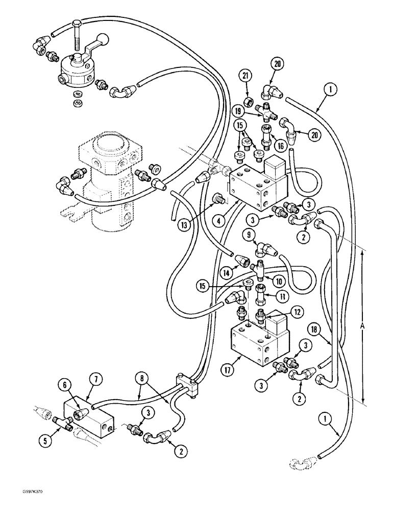 Схема запчастей Case 170C - (8-040) - HYDRAULIC CONTROL CIRCUIT, FOR SOLENOID CONTROL VALVES (08) - HYDRAULICS