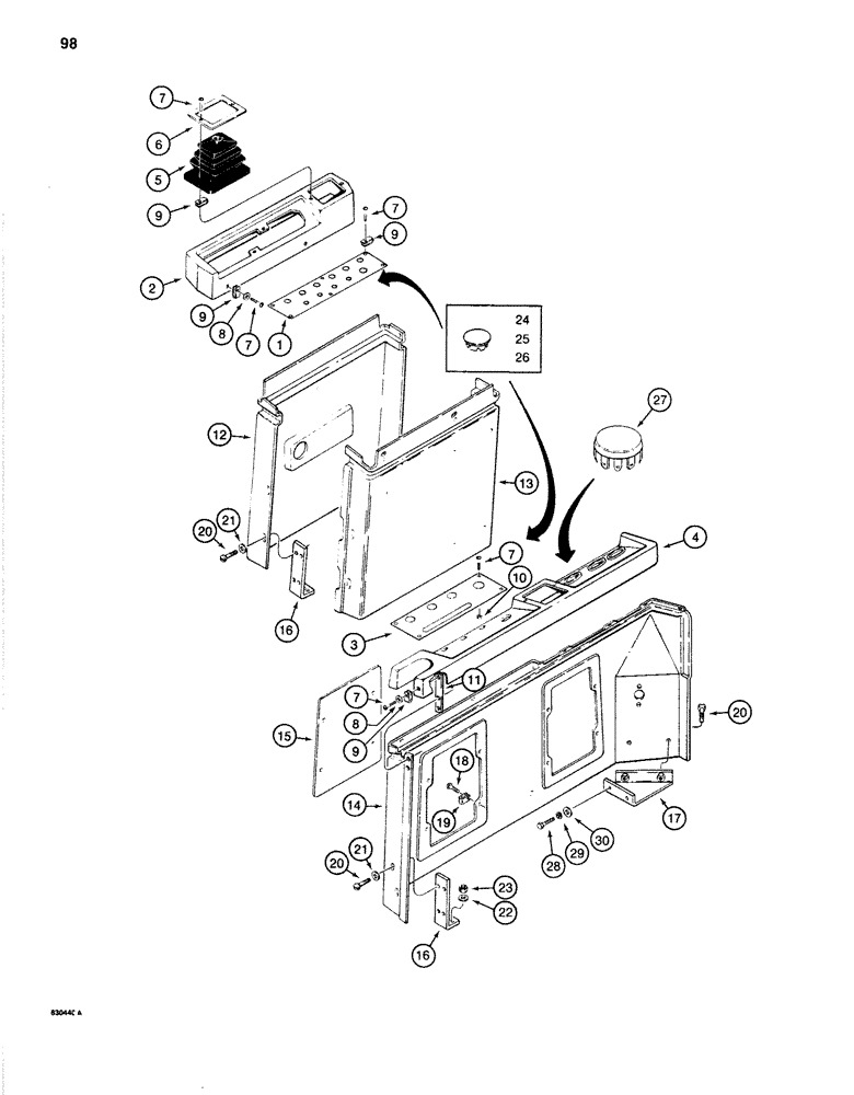 Схема запчастей Case 1280B - (098) - INSTRUMENT PANELS (04) - ELECTRICAL SYSTEMS