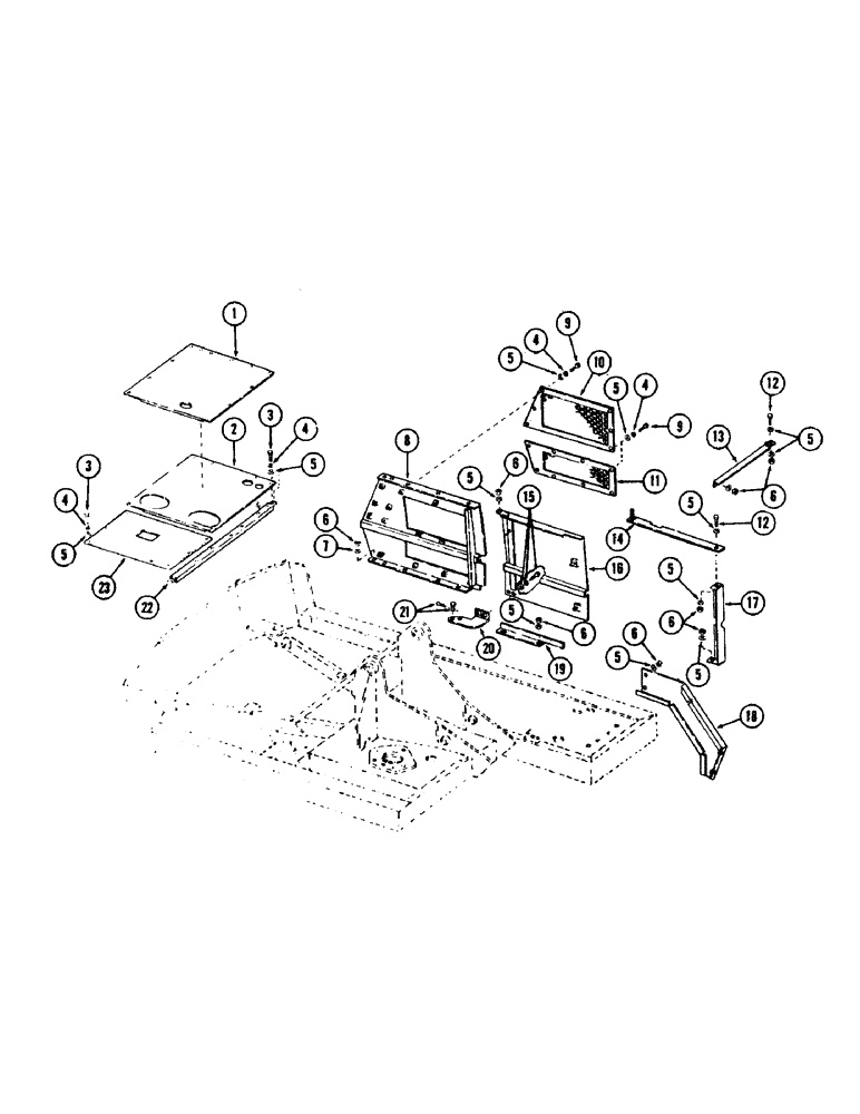 Схема запчастей Case 50 - (096) - TURNTABLE SHROUDING AND RELATED PARTS, (LEFT SIDE AND TOP) (USED ON UNITS W/ SN. 6279926-6280344) (90) - PLATFORM, CAB, BODYWORK AND DECALS