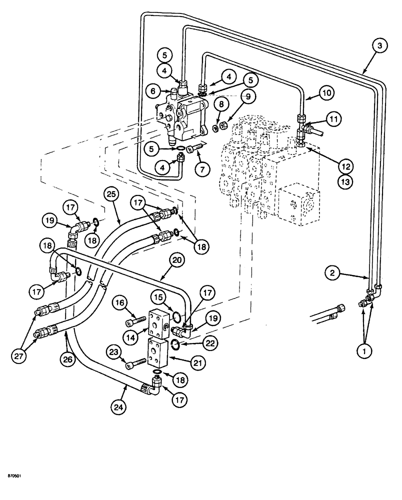 Схема запчастей Case 688 - (8-138) - HYDRAULIC CONTROL CIRCUIT, TO OPTION CONTROL VALVE (08) - HYDRAULICS