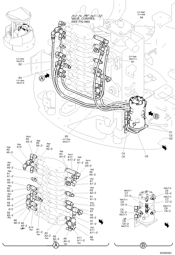 Схема запчастей Case CX27B BTW - (01-036) - CONTROL LINES, REMOTE (MULTI) (PM06H00009F1, PV64H00017F1, PV64H00019F1) (35) - HYDRAULIC SYSTEMS