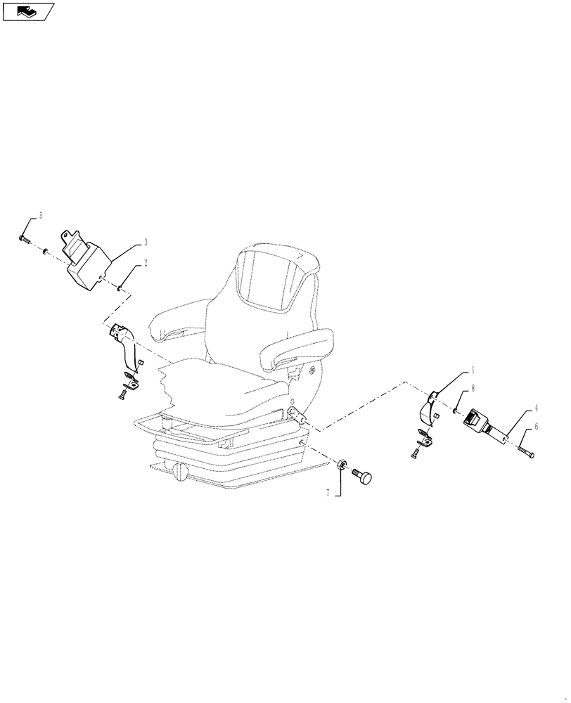 Схема запчастей Case 821F - (90.120.02) - SEAT BELT INSTALLATION 2" AND 3" (90) - PLATFORM, CAB, BODYWORK AND DECALS