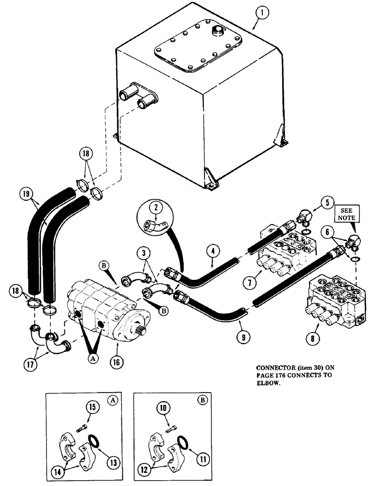 Схема запчастей Case 40 - (166) - TANK TO PUMP TO VALVE TUBING (35) - HYDRAULIC SYSTEMS