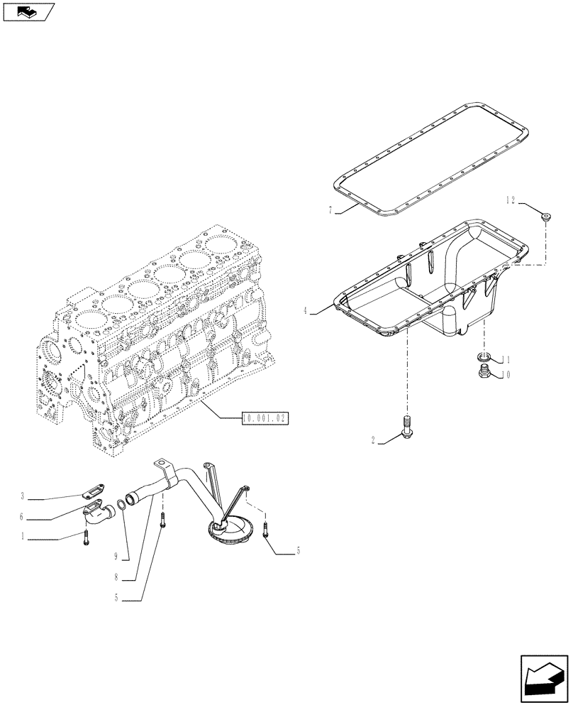 Схема запчастей Case 921F - (10.102.01) - OIL SUMP & RELATED PARTS (10) - ENGINE