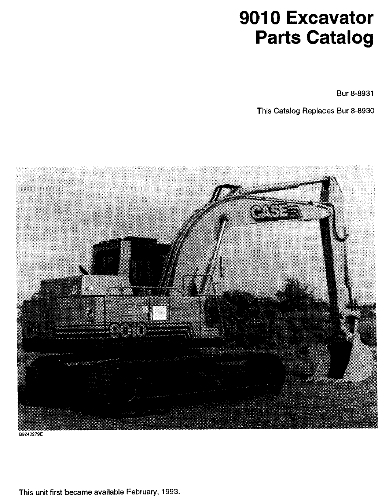 Схема запчастей Case 9010 - (1-01) - 9010 EXCAVATOR PARTS CATALOG (00) - PICTORIAL INDEX