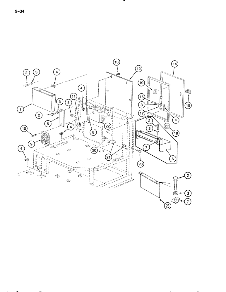 Схема запчастей Case 888 - (9-034) - OPERATOR COMPARTMENT, ACCESS DOOR AND COVERS (09) - CHASSIS