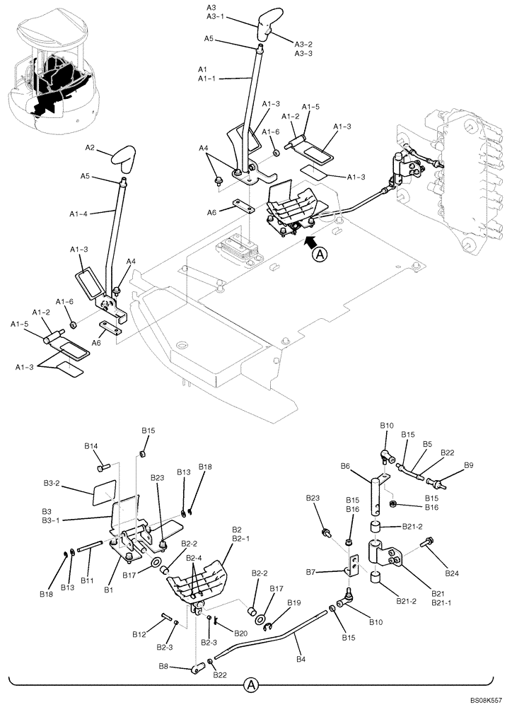 Схема запчастей Case CX27B BTW - (01-033) - LEVER ASSY, CONTROL (PH50M00011F1, PM55M00019F1) (90) - PLATFORM, CAB, BODYWORK AND DECALS