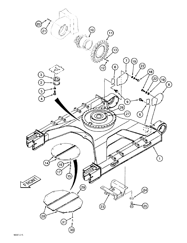 Схема запчастей Case 9050B - (5-02) - TRACK FRAME AND DRIVE SPROCKET, *TIMBER KING MODELS (11) - TRACKS/STEERING