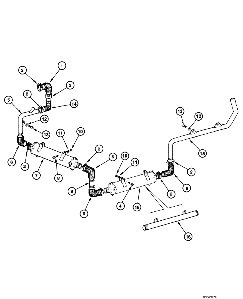 Схема запчастей Case 845 - (06.36[00]) - REAR AXLE CLARK - OIL COOLING (FOR GRAZIANO AXLE) (06) - POWER TRAIN