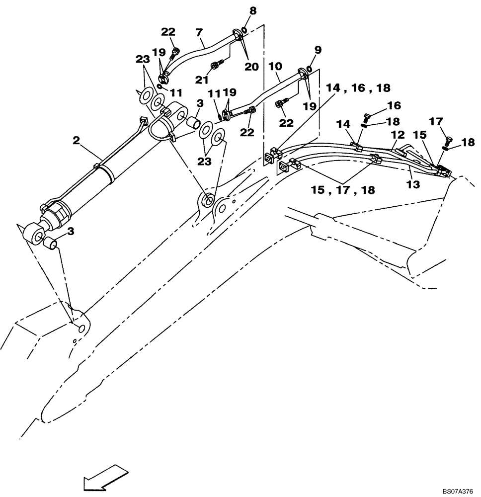 Схема запчастей Case CX460 - (08-12) - HYDRAULICS - ARM CYLINDER LINE (08) - HYDRAULICS